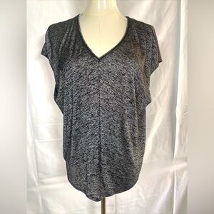 White House Black Market black V-neck short sleeve top lightweight shirt, medium